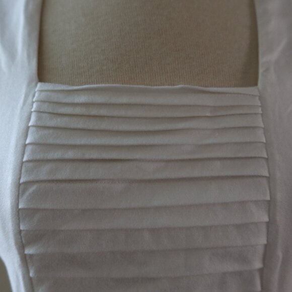 Akris square neck pleated fitted sleeveless top/tank size US 6/FR 38 white $350 - Picture 4 of 15